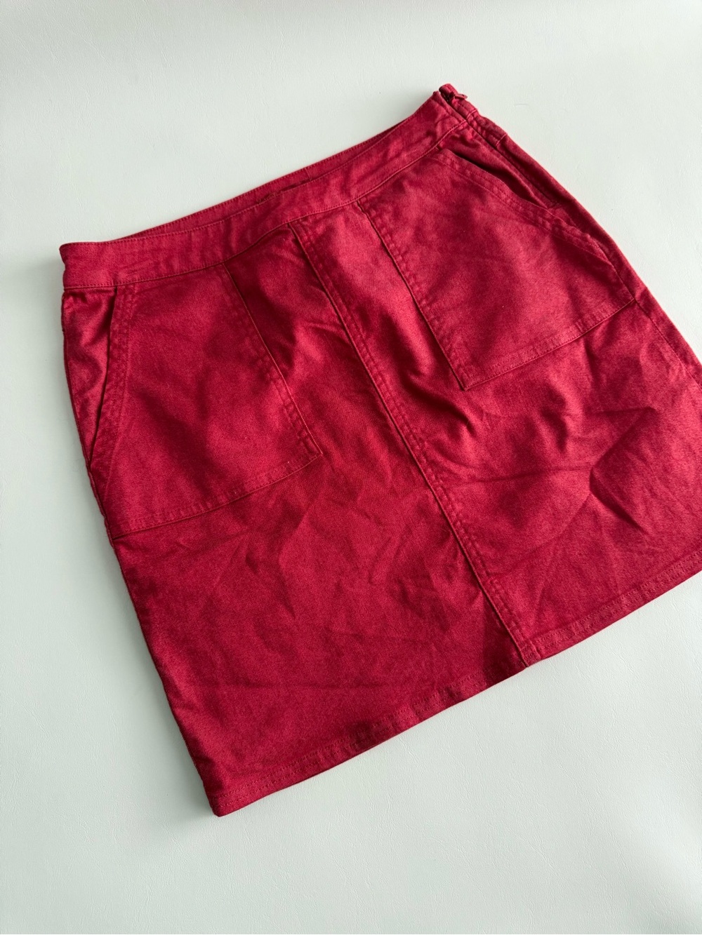 Prana Red Denim Mini Skirt